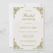 Klassieke gouden elegante bruids douche uitnodigin kaart (Voorkant)