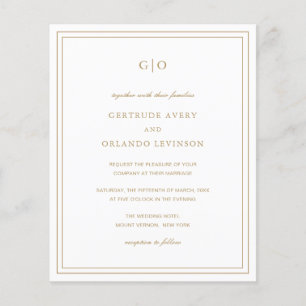 Klassieke gouden elegante budget bruiloft uitnodig flyer