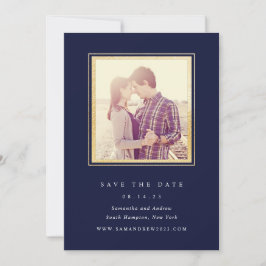 Klassieke gouden en marineblauwe foto Save The Dat Date