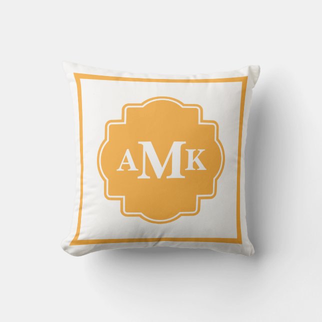 Klassieke gouden en witte monogram Pillow Kussen (Voorkant)