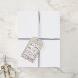 Klassieke gouden en witte trouw-thank you kaartjes cadeaulabel