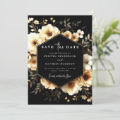 Klassieke Gouden en Zwarte bruiloft Save The Date (Staand voorkant)