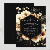 Klassieke Gouden en Zwarte bruiloft Save The Date (Voorkant / Achterkant)