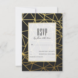 Klassieke gouden en zwarte huwelijks-RSVP RSVP Kaartje