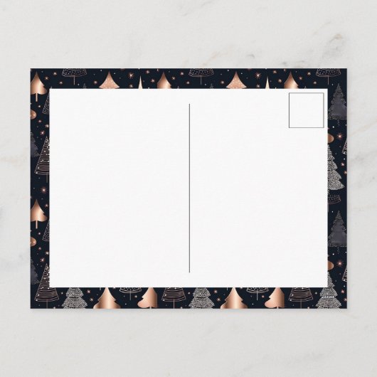 Klassieke gouden en zwarte kerstboom foto feestdagenkaart (Achterkant)