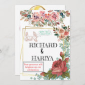 Klassieke gouden folie bruiloft uitnodiging | form (Voorkant / Achterkant)