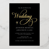 Klassieke Gouden Folie Kalligrafie Alles in Een Hu Folie Uitnodiging (Voorkant)