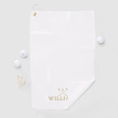 Klassieke gouden gepersonaliseerde naamgolfclubs golfhanddoek (Insitu)