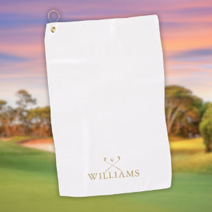 Klassieke gouden gepersonaliseerde naamgolfclubs golfhanddoek