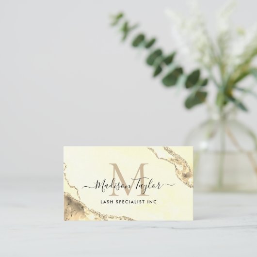 Klassieke Gouden Glitter Marmeren Agaat Monogram Q Visitekaartje (Staand voorkant)