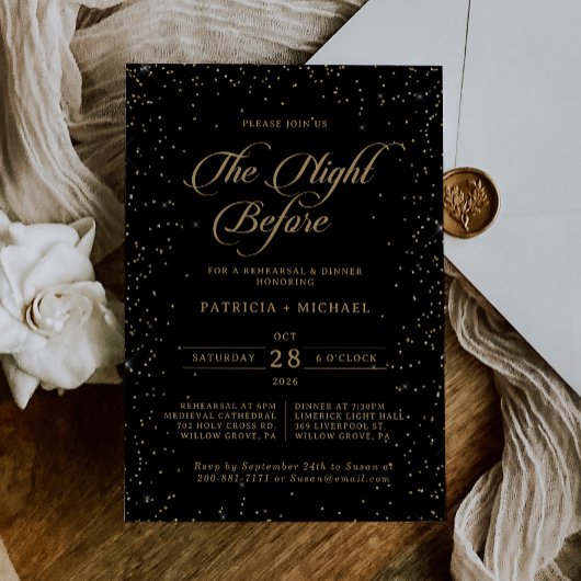 Klassieke gouden glitter proefbruiloft diner kaart