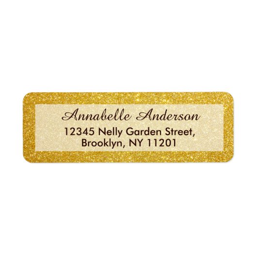 Klassieke Gouden Glitter Sparkle Gepersonaliseerd Etiket (Voorkant)