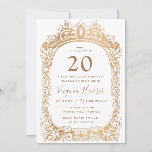 Klassieke Gouden Grens 20ste Verjaardag Kaart (Voorkant)