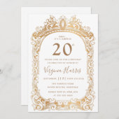 Klassieke Gouden Grens 20ste Verjaardag Kaart (Voorkant / Achterkant)