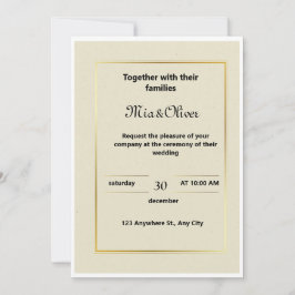 Klassieke Gouden Grens Huwelijksuitnodiging Kaart