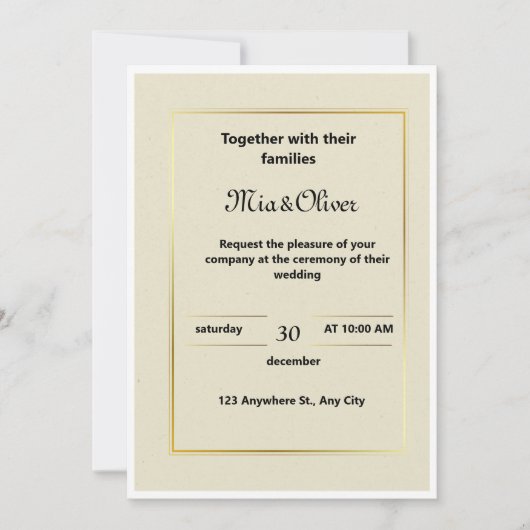 Klassieke Gouden Grens Huwelijksuitnodiging Kaart (Voorkant)