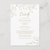 Klassieke Gouden Groen Bruiloft Details Informatiekaartje (Voorkant)