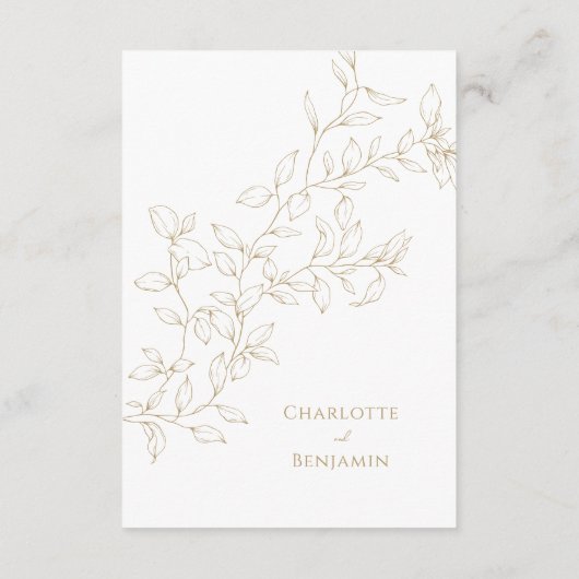 Klassieke Gouden Groen Bruiloft Details Informatiekaartje (Achterkant)