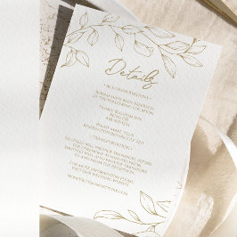 Klassieke Gouden Groen Bruiloft Details Informatiekaartje