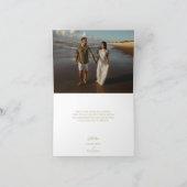 Klassieke gouden groen bruiloft foto gevouwen bedankkaart (Binnen)