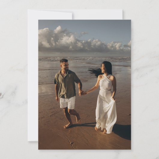 Klassieke Gouden Groen Bruiloft Foto Uitnodiging (Achterkant)