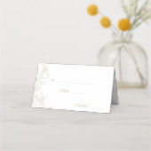 Klassieke Gouden Groen Bruiloft Gevouwen Plaatskaartje (Voorkant)