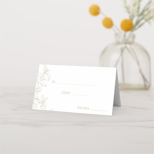 Klassieke Gouden Groen Bruiloft Gevouwen Plaatskaartje (Voorkant)