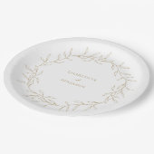 Klassieke Gouden Groen Bruiloft Papieren Bordje (Gekanteld)