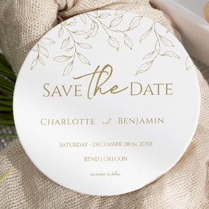 Klassieke Gouden Groen Bruiloft Ronde Save the Dat Date