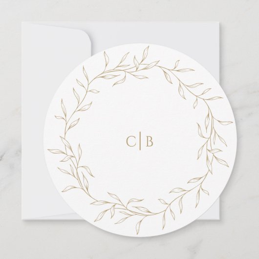 Klassieke Gouden Groen Bruiloft Ronde Save the Dat Save The Date (Achterkant)