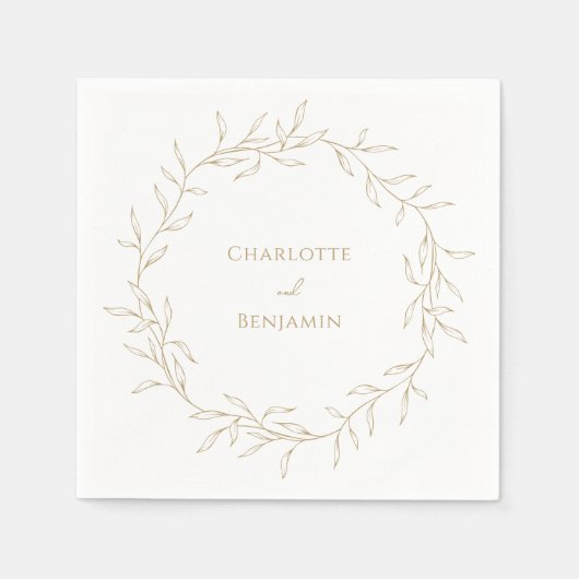 Klassieke Gouden Groen Bruiloft Servet (Voorkant)