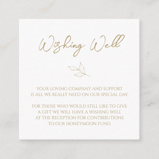 Klassieke Gouden Groen Bruiloft Wishing Well Informatiekaartje (Voorkant)
