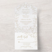 Klassieke Gouden Groene Huwelijksvoltrekking Keuze All In One Uitnodiging (Binnen)