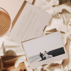 Klassieke Gouden Horizontale Romantische Foto Brui Bedankkaart