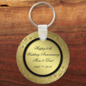 Klassieke gouden huwelijksjubileum sleutelhanger (Voorkant)