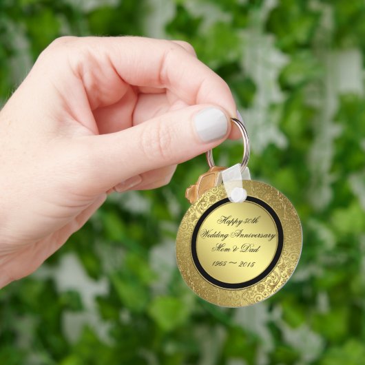 Klassieke gouden huwelijksjubileum sleutelhanger (Hand)