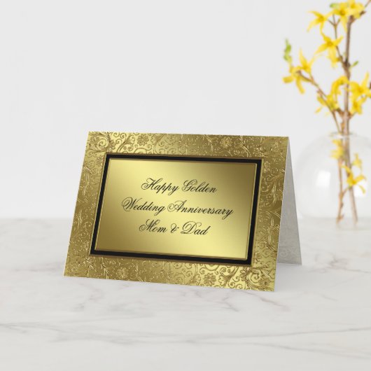 Klassieke gouden huwelijksverjaardagskaart kaart (Gele Bloem)