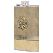 Klassieke gouden Ierse Lucky Shamrock leren look Heupfles (Links)