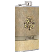 Klassieke gouden Ierse Lucky Shamrock leren look Heupfles (Rechts)