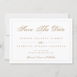 Klassieke Gouden Karamel Elegante Fotobruiloft Save The Date