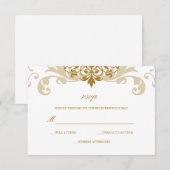 Klassieke Gouden Kleur Elegante Ironworks Bruiloft RSVP Kaartje (Voorkant / Achterkant)