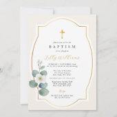 Klassieke Gouden Kruis Doop Elegant Religieus Kaart (Voorkant)