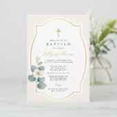Klassieke Gouden Kruis Doop Elegant Religieus Kaart (Staand voorkant)