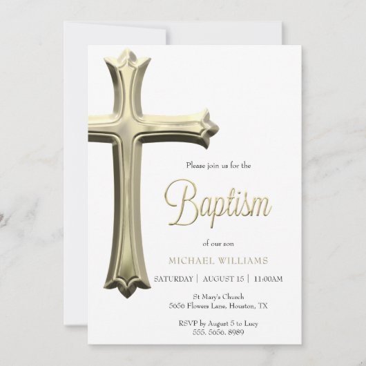 Klassieke Gouden Kruis doop Kaart (Voorkant)