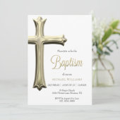 Klassieke Gouden Kruis doop Kaart (Staand voorkant)