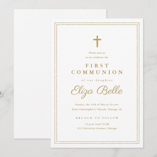 Klassieke Gouden Kruis Religieuze Eerste Heilige C Kaart (Voorkant / Achterkant)