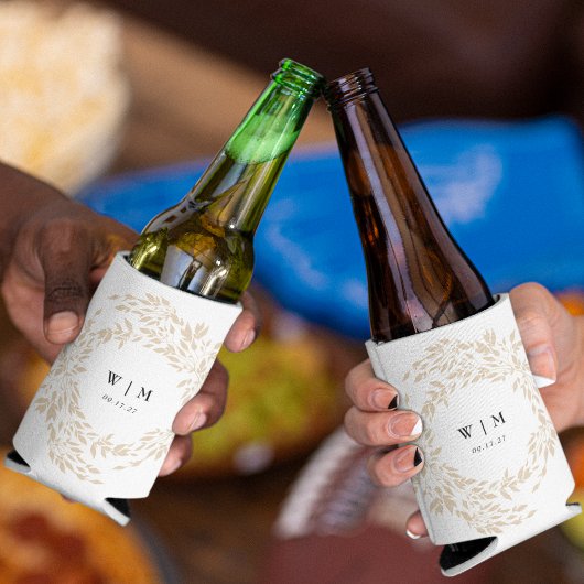 klassieke gouden kuif Monogram Bruiloft Gift Blikjeskoeler