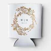 klassieke gouden kuif Monogram Bruiloft Gift Blikjeskoeler (Voorkant)