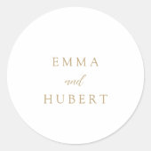 Klassieke gouden legante bruiloft ronde sticker (Voorkant)
