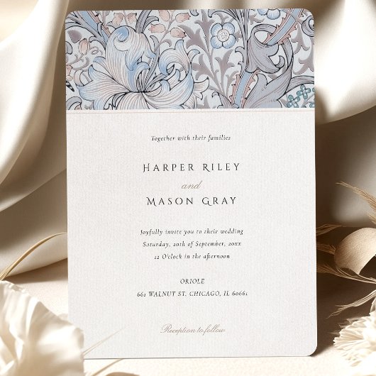 Klassieke Gouden Lelie Elegante Pastel Morris Brui Kaart